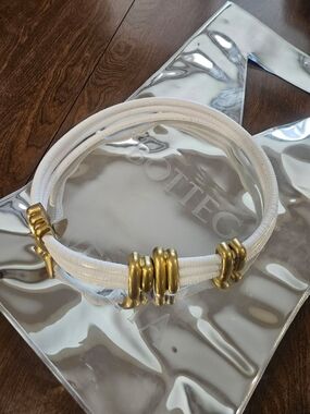 Bottega Veneta White Multi-Strand Belt with Gold Rings